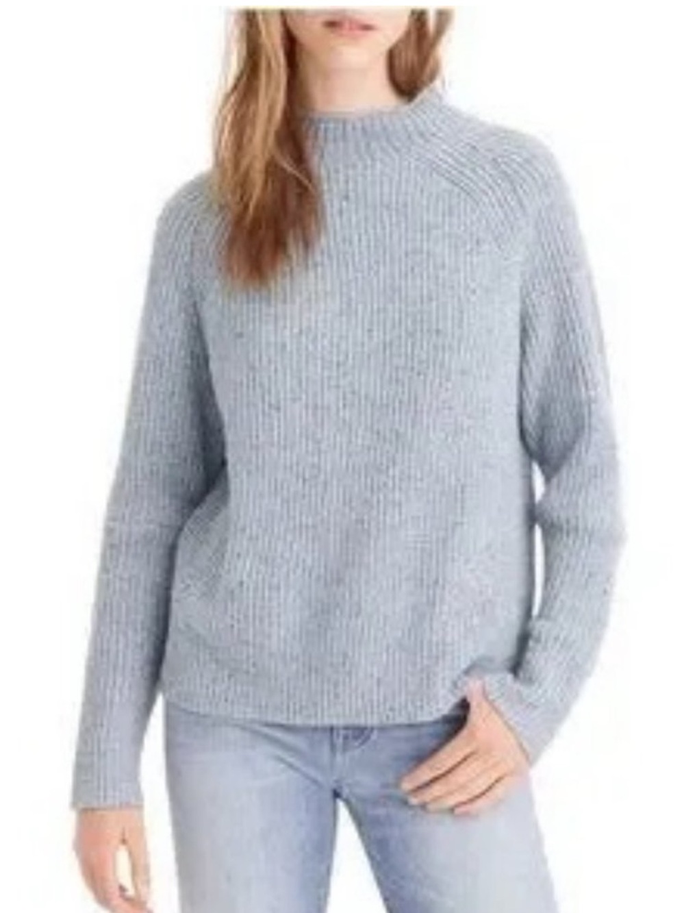J. Crew Wool Blend Ribbed Roll Neck Sweater size XS Blue Gray Preppy Casual